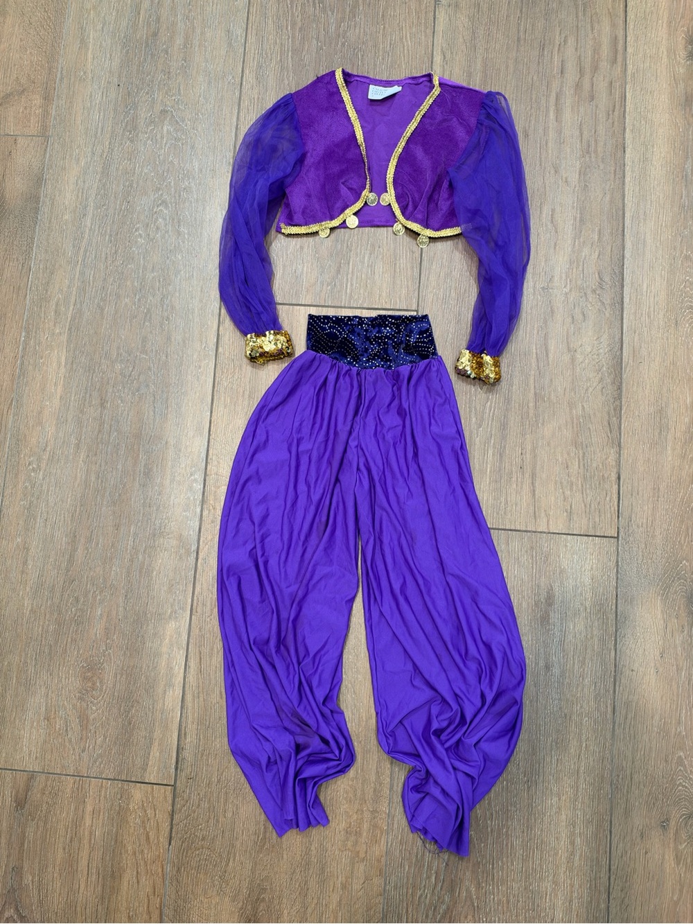 Child's Purple Genie Costume Set with Gold Trim